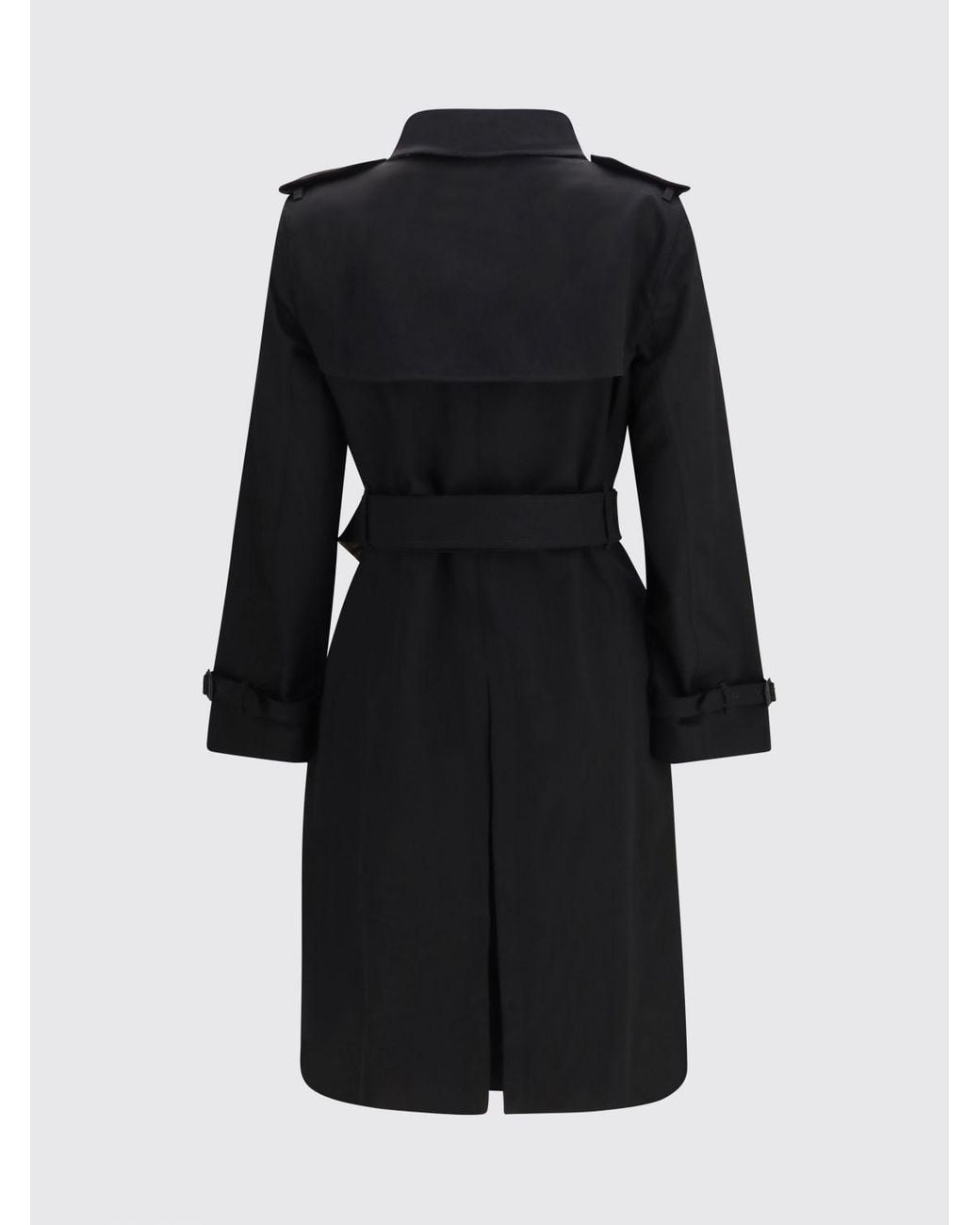 Burberry Blue Long Double-Breasted Cotton Gabardine Trench Coat With Belt