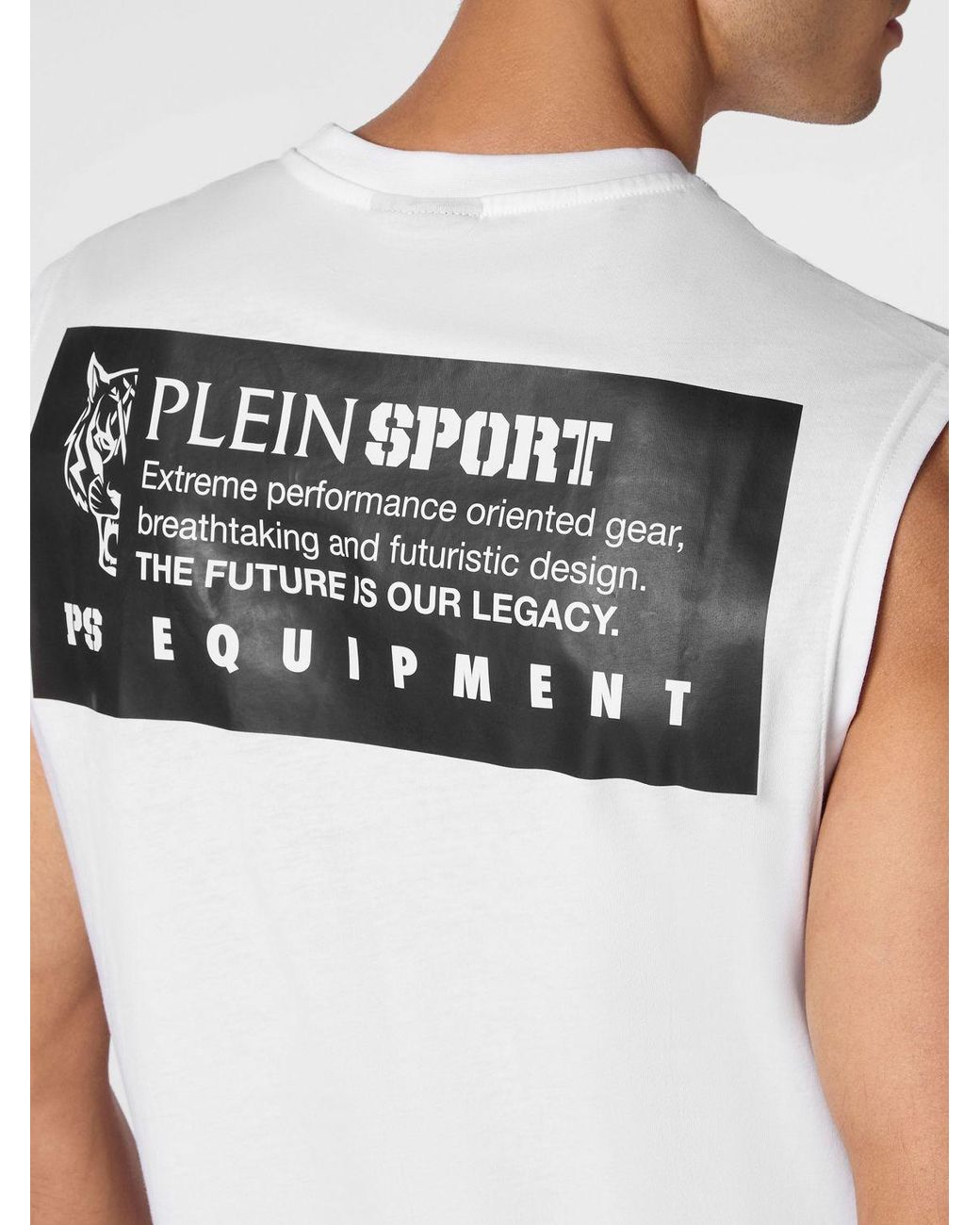 Philipp Plein White Slim Fit Cotton Tank Top With Contrast Logo Print for men