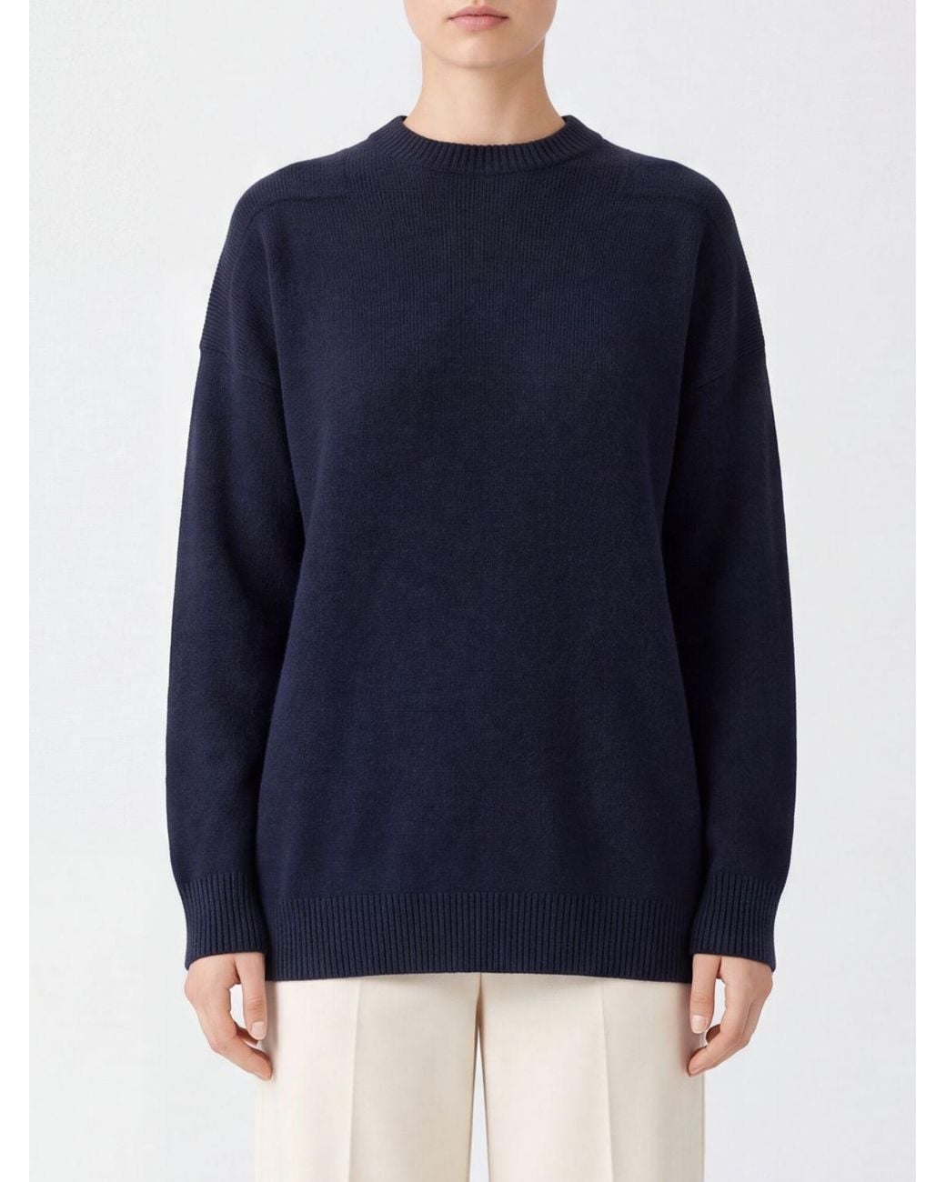 Jil Sander Blue Wool Blend Turtleneck Jumper With Long Sleeves And Ribbed Trims