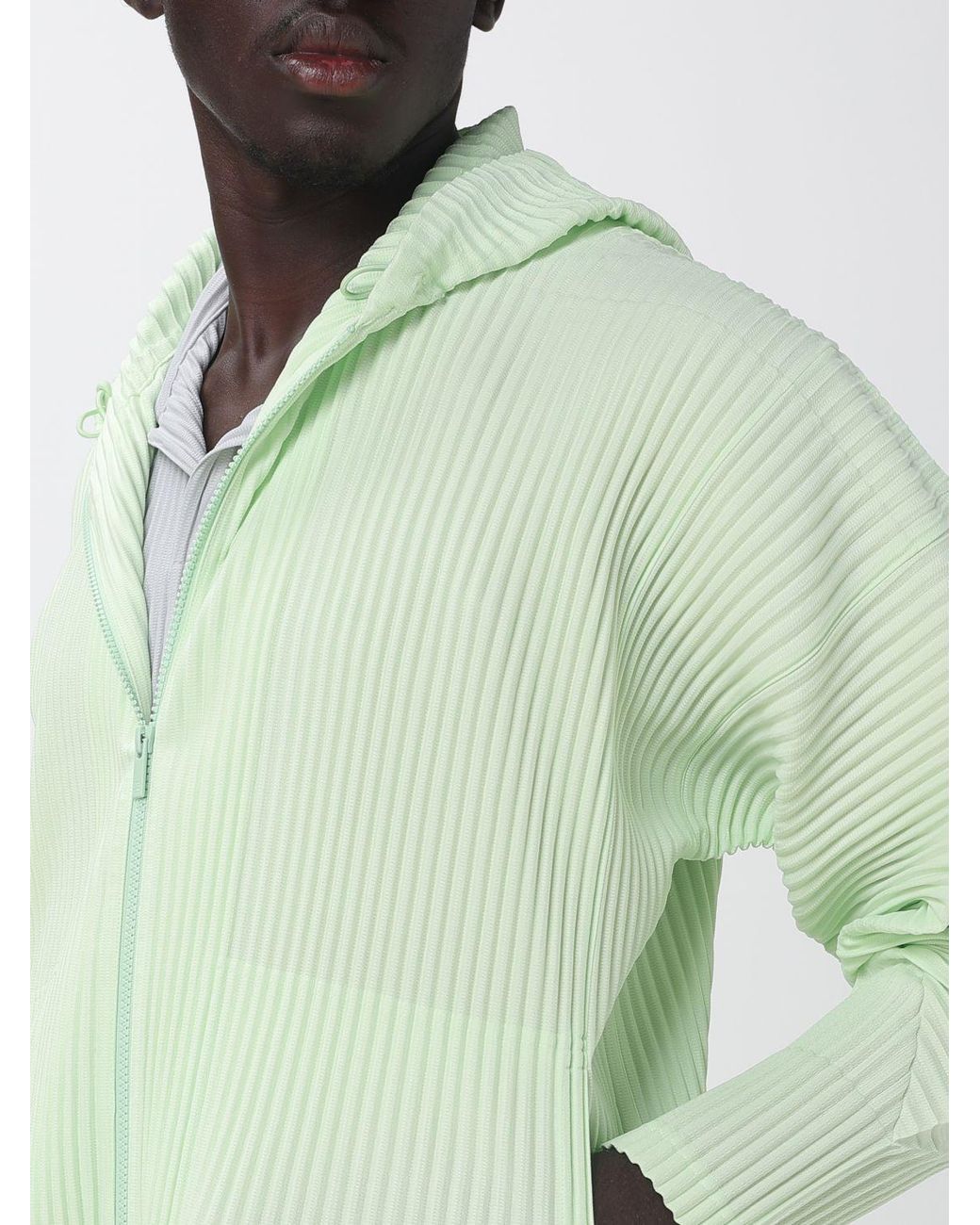 Homme Plissé Issey Miyake Green Pleated Crêpe Homme Plissé Issey Miyake Zip-Up Hoodie for men
