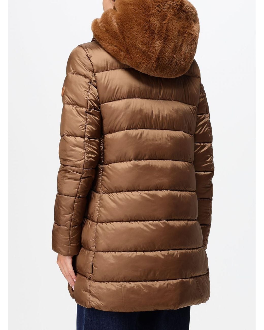 Save The Duck Brown Matilda Knee-Length Puffer Jacket With Hood
