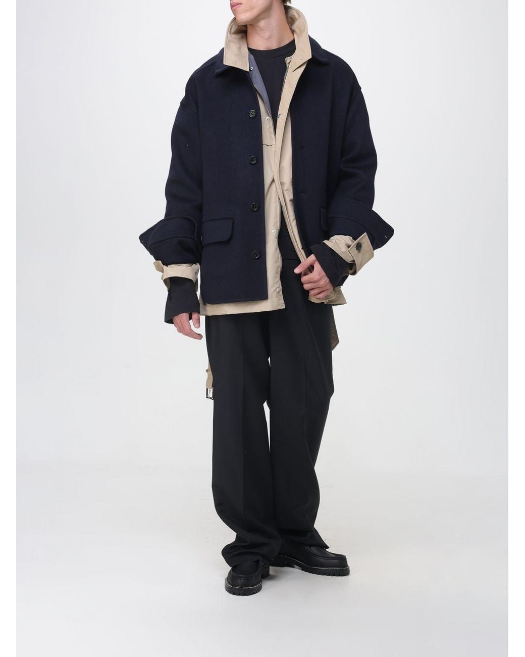Marni Blue Virgin Wool And Cashmere Shirt Jacket With Dropped Shoulders for men