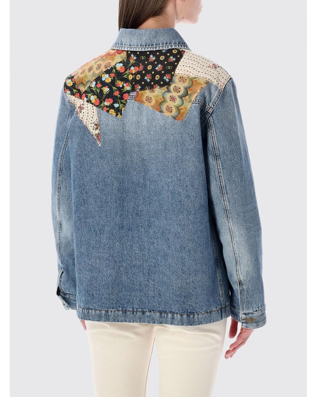 Chaqueta Vaquera Con Inserciones Patchwork Valentino de color Blue