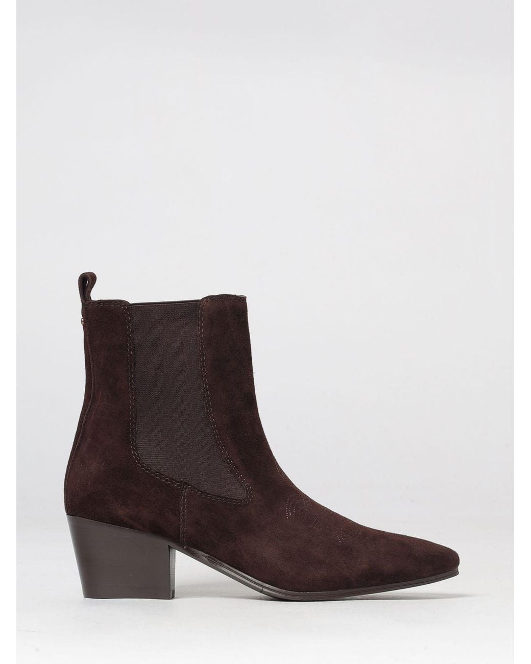 Twinset Brown Suede Texan-Style Chelsea Boots With A Medium Heel