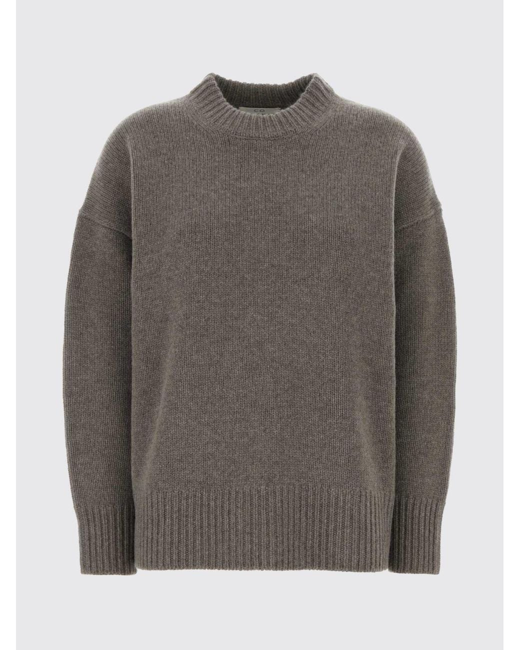 Co. Gray Wool And Cashmere Blend Crewneck Jumper With Dropped Shoulders