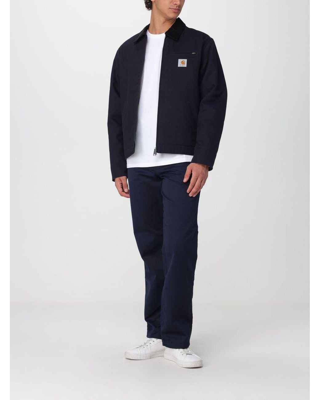 Carhartt Blue Detroit Organic Cotton Shirt Jacket With Velvet Collar for men
