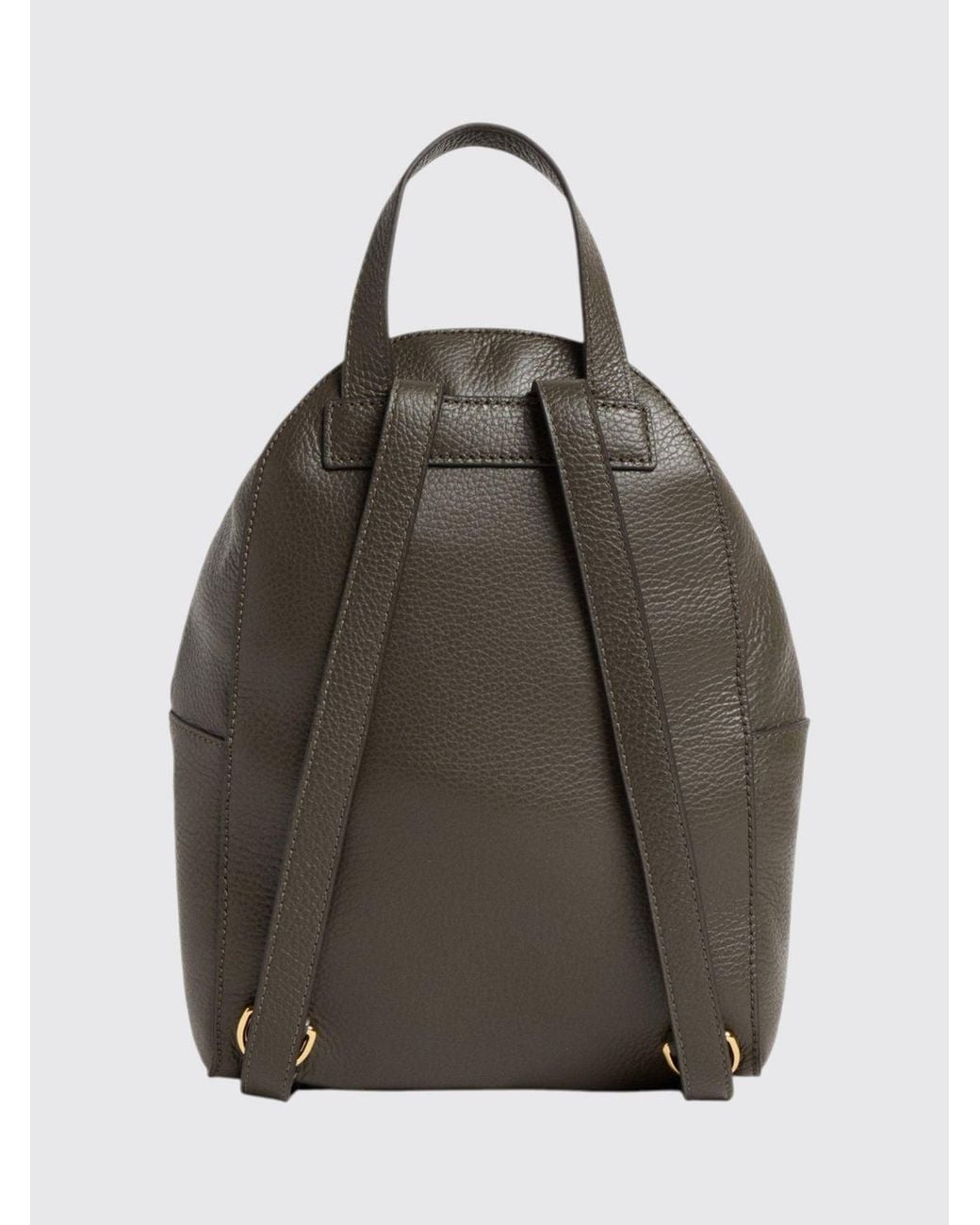 Coccinelle Gray Beat Generation Small Leather Backpack With Front Pocket