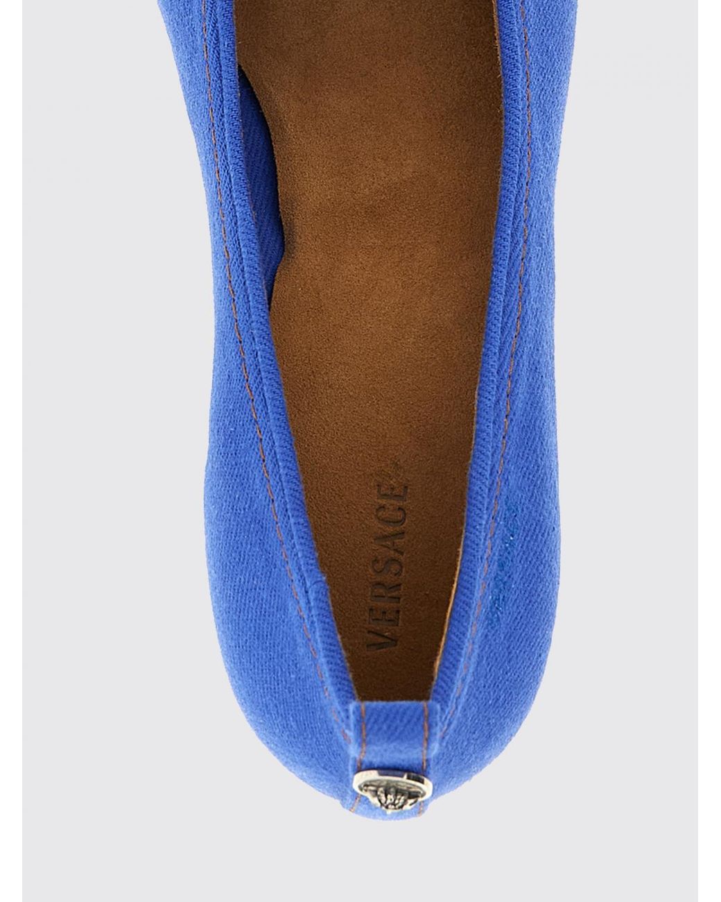 Versace Blue Tina Cotton Twill Pumps