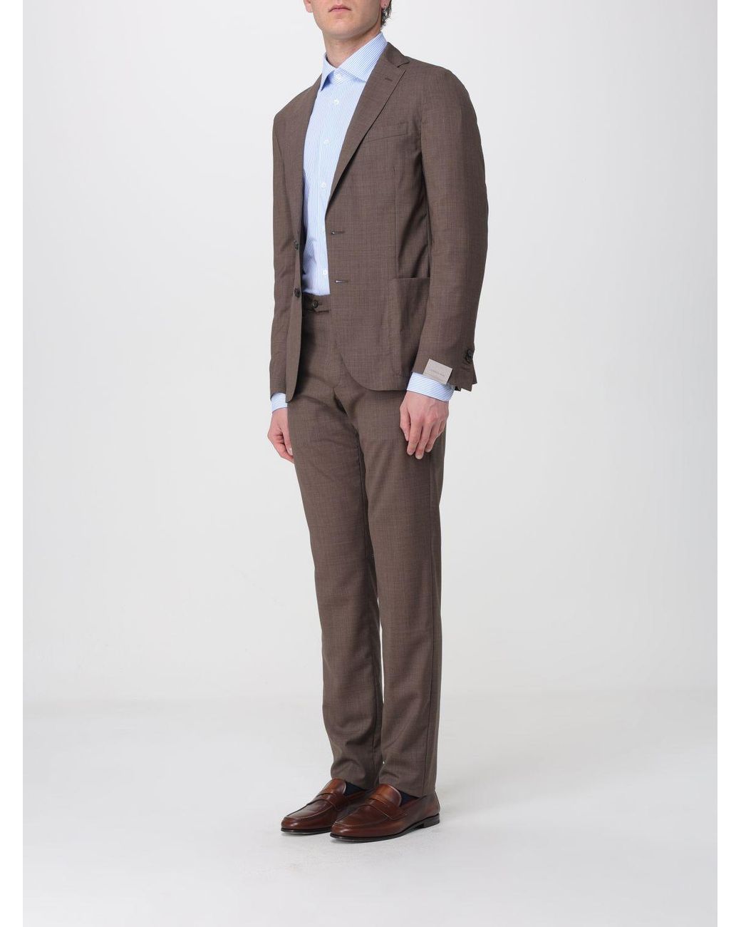 Corneliani Brown Wool Blend Single-Breasted Suit for men