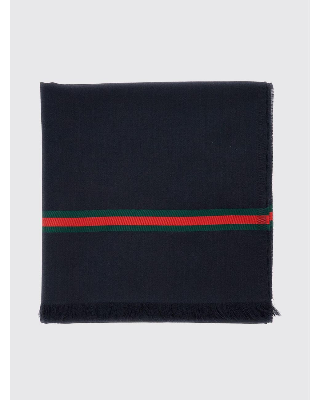 Gucci Blue Striped Wool And Silk Blend Scarf for men