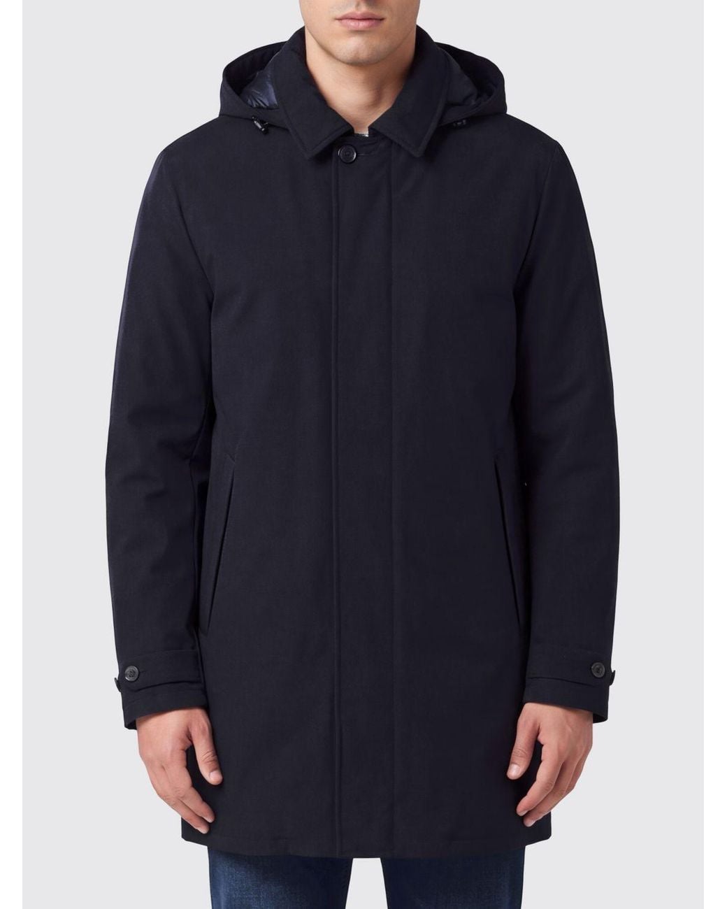 Add Blue Short Hooded Waterproof Parka With Concealed Fastening for men