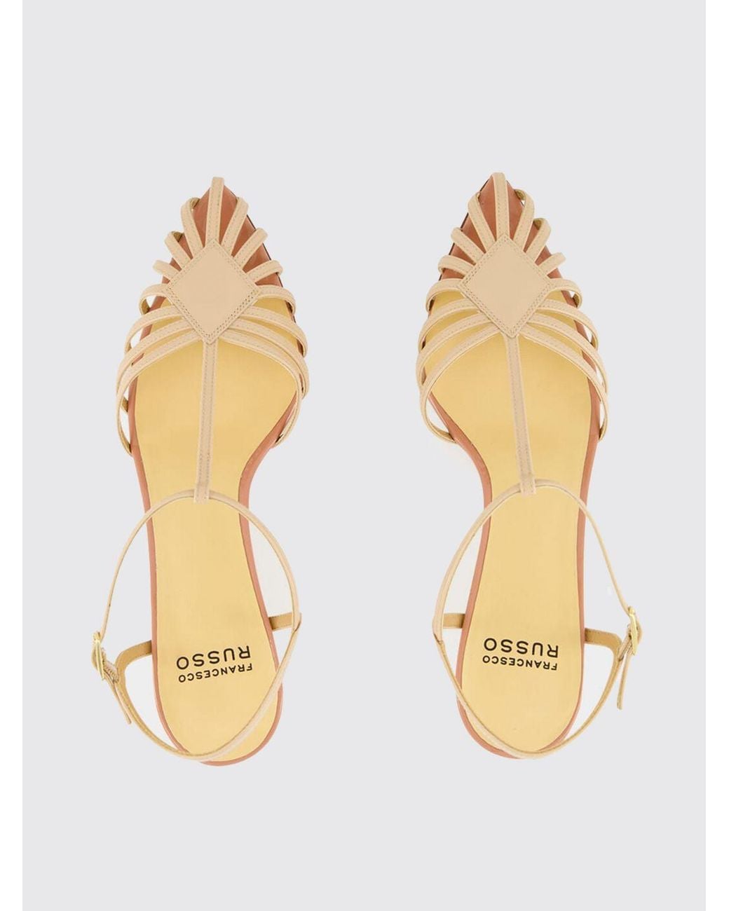 Francesco Russo Natural Patent Leather Sandals