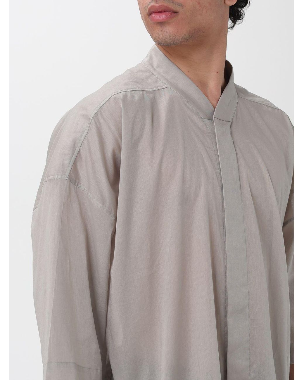 Rick Owens Gray Jumbo Faun Cotton Shirt for men
