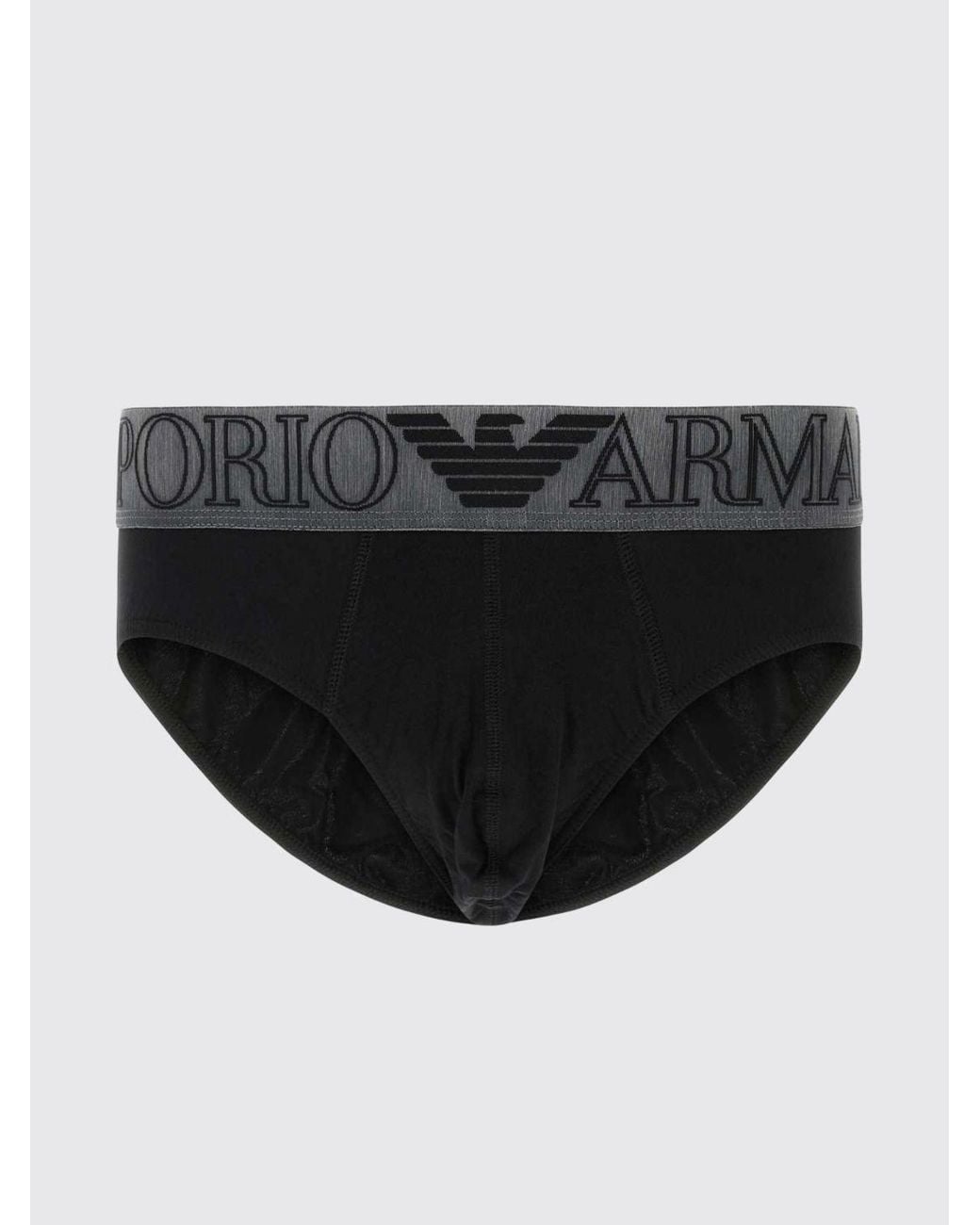 Emporio Armani Black Cotton Briefs With Logo for men