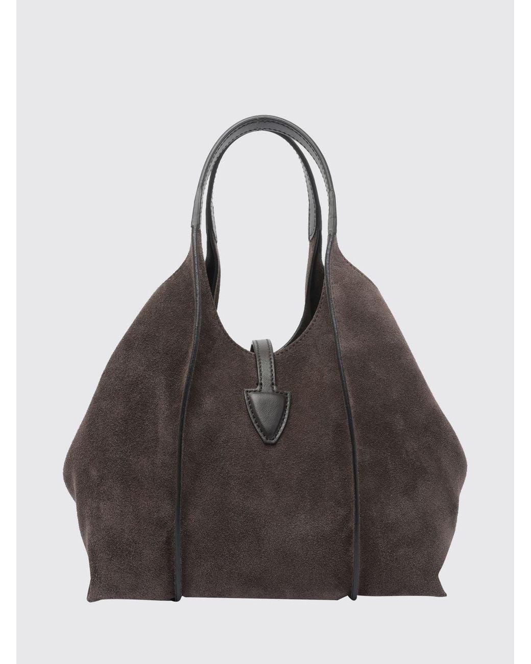 Tod's Black T Timeless Suede Shoulder Bag With Metallic Logo