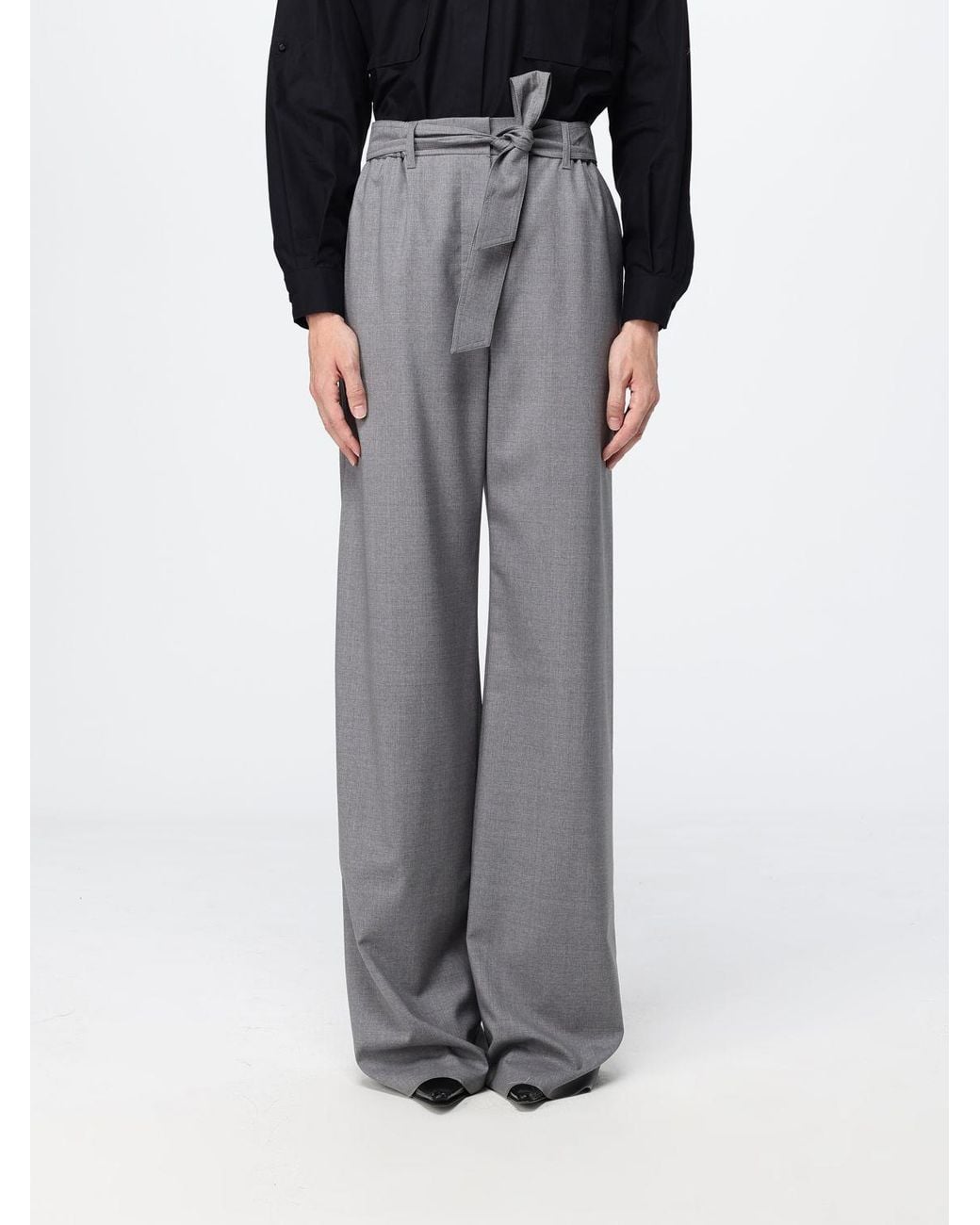 Max Mara Gray Virgin Wool Palazzo Trousers