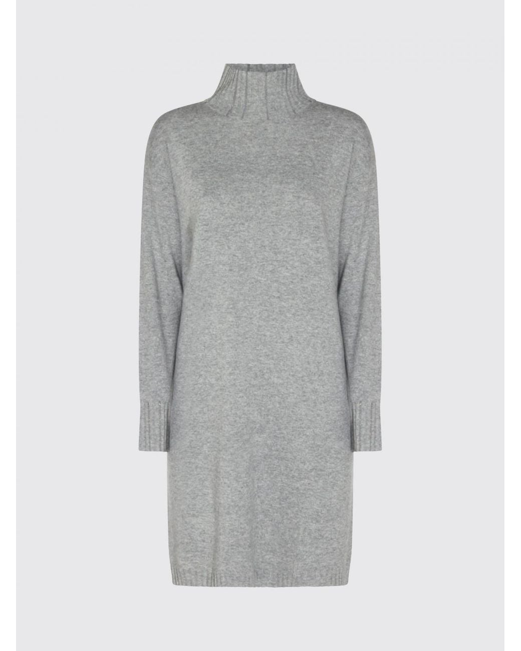 Fabiana Filippi Gray Wool, Silk And Cashmere Knit Turtleneck Mini Dress