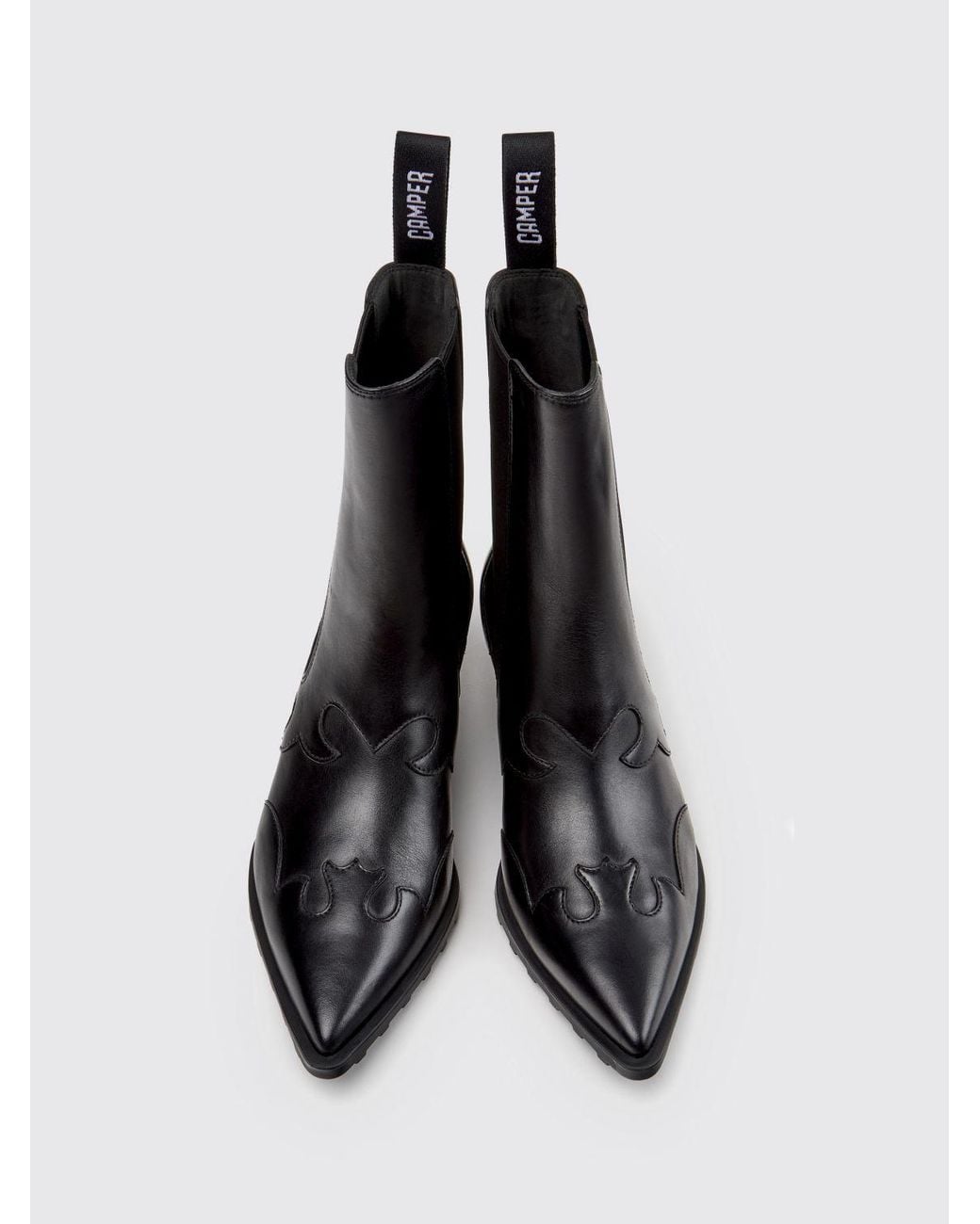 Camper Black Anita Smooth Leather Chelsea Ankle Boots With Sculptural Low Heel