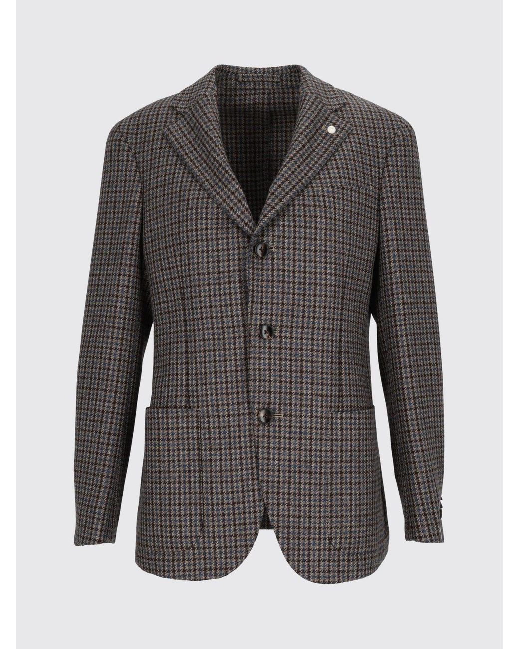 Luigi Bianchi Gray Houndstooth Check Single-Breasted Blazer for men