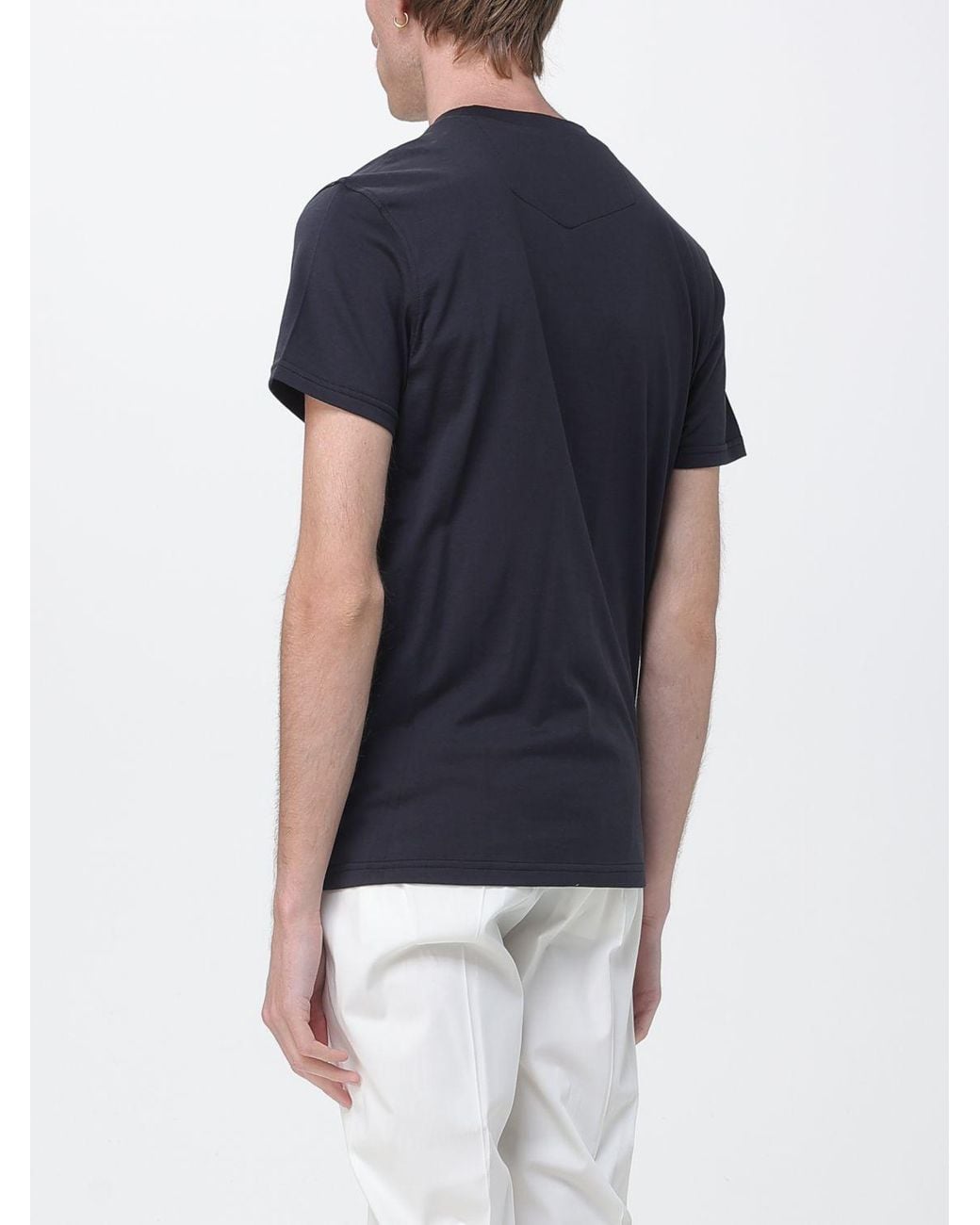 PT Torino Blue Cotton And Silk T-Shirt for men