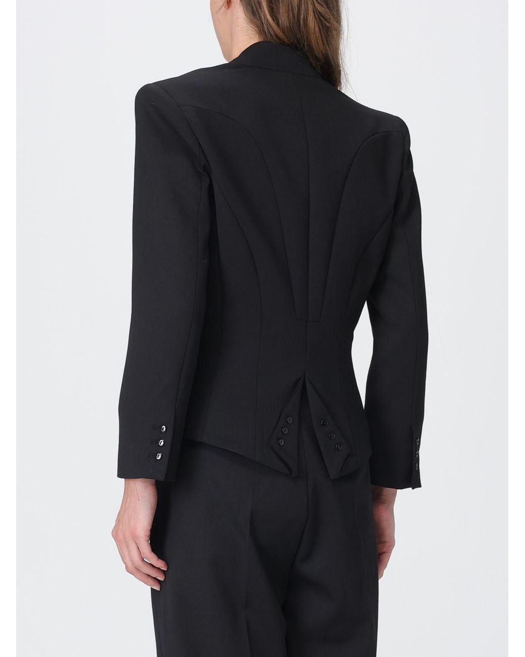 Elisabetta Franchi Black Single-Breasted Crêpe Blazer With Slim Fit And Padded Shoulders