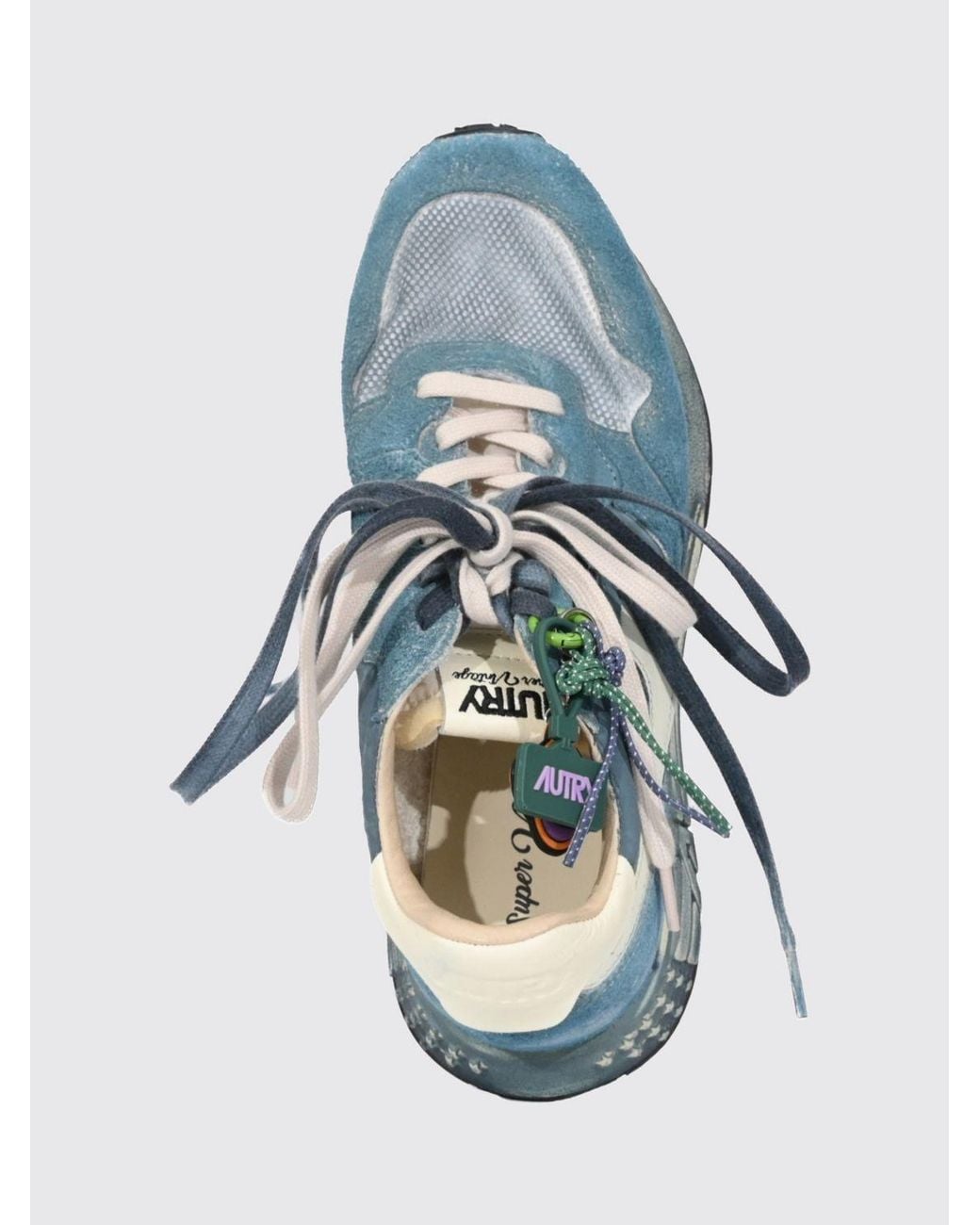 Autry Blue Reelwind Super Vintage Suede And Mesh Sneakers for men