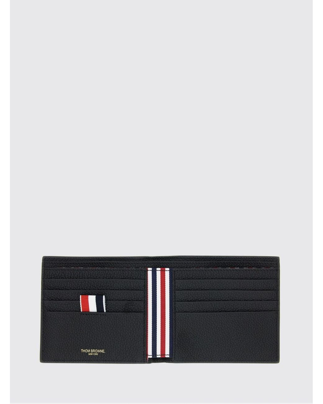 Thom Browne White 4-Bar Full-Grain Leather Bifold Wallet for men