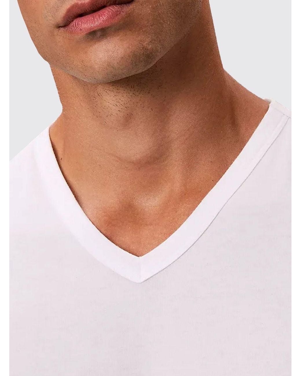 Calvin Klein White Set Of 3 Slim Fit V-Neck Cotton T-Shirts for men