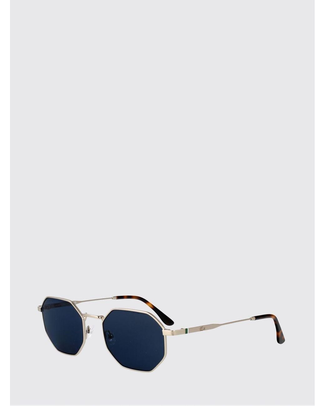 Lacoste Blue Metal Aviator Sunglasses With Monogram And Adjustable Nose Pads for men