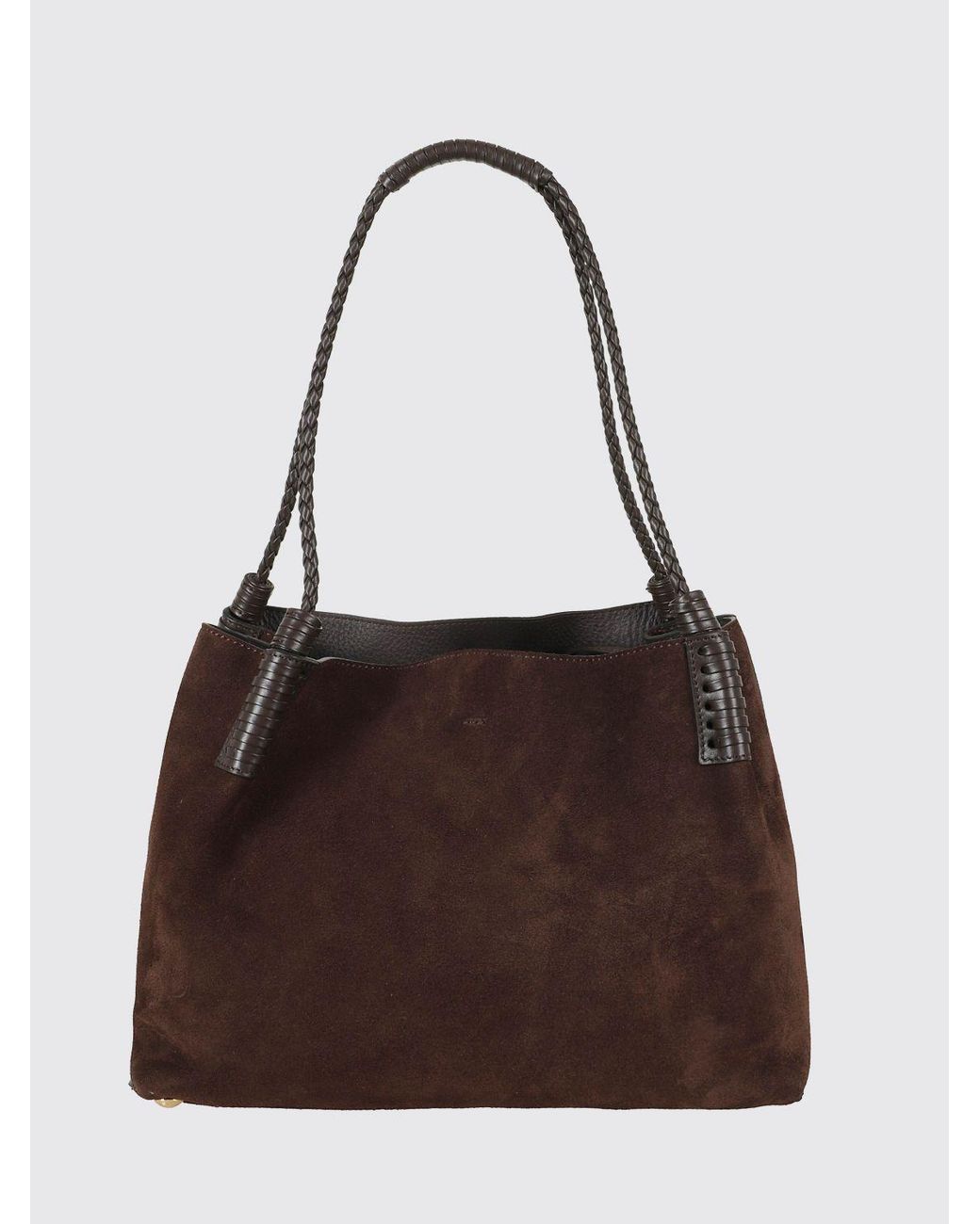 Etro Brown Libra Suede Shoulder Bag With Braided Handle