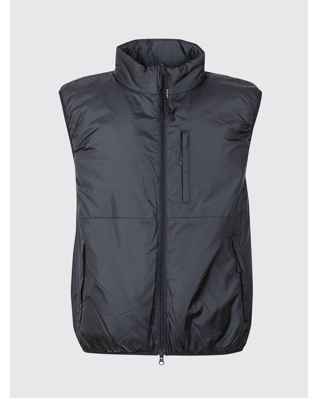 Aspesi Black Padded Technical Nylon Gilet With High Neck And Zip Closure for men