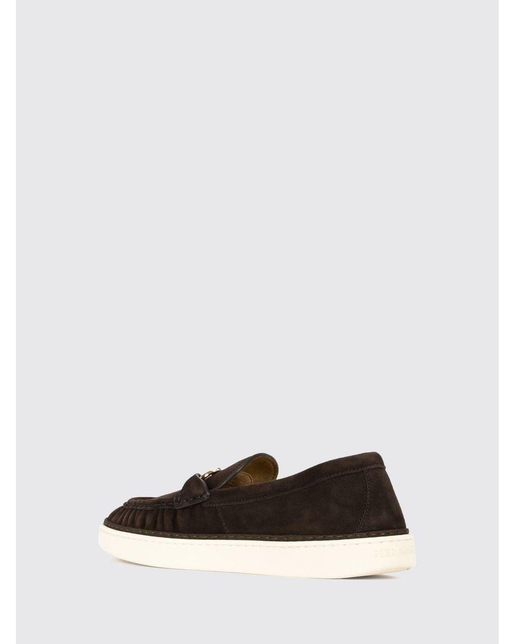 Ferragamo White Suede Loafers With Gancini Logo