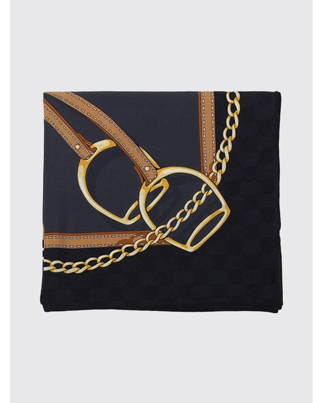 Gucci Blue Foulard Aus Reiner Seide Mit Mehrfarbigem Grafikdruck