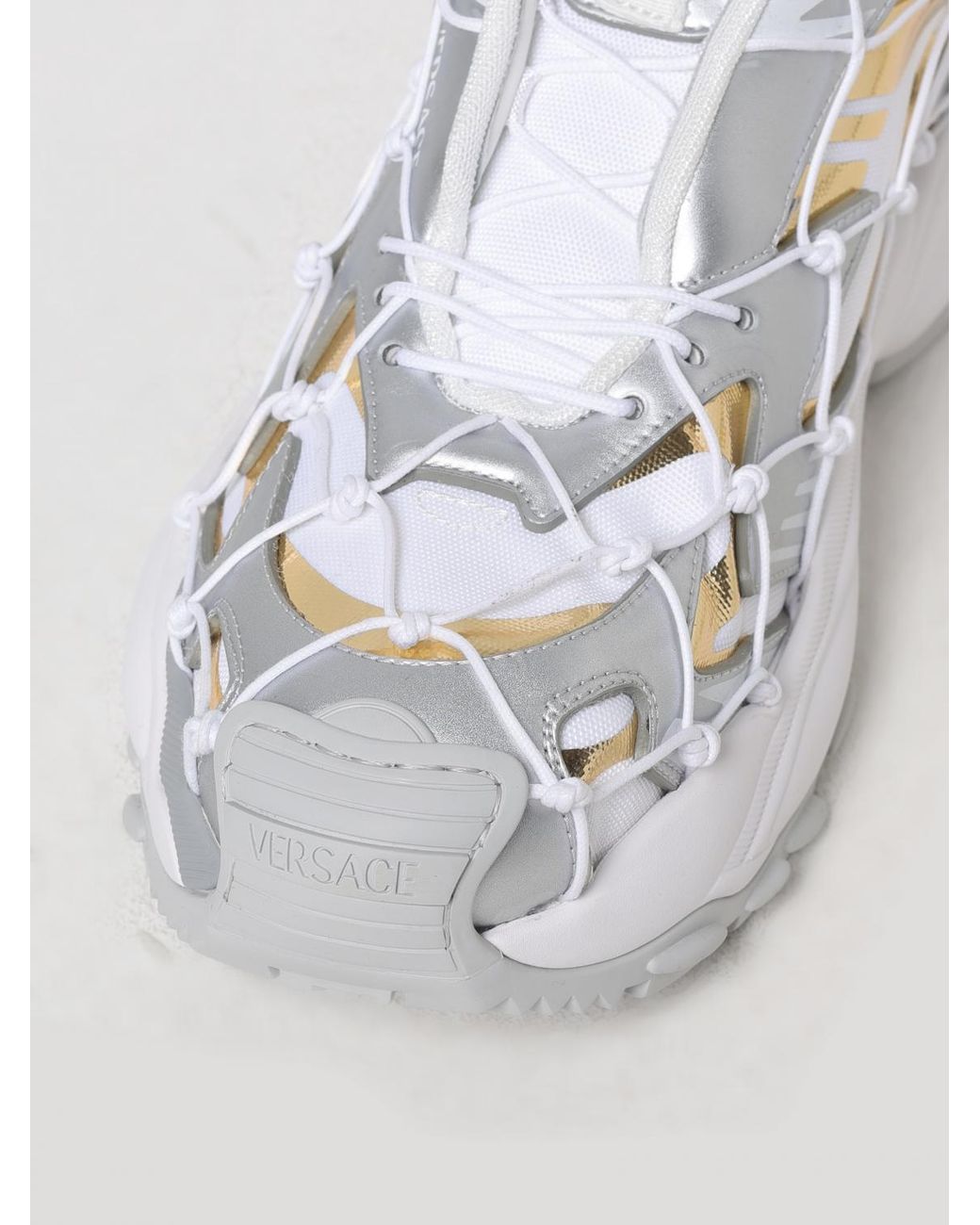 Versace Gray Color-Block Sneakers With Metallic Accents for men