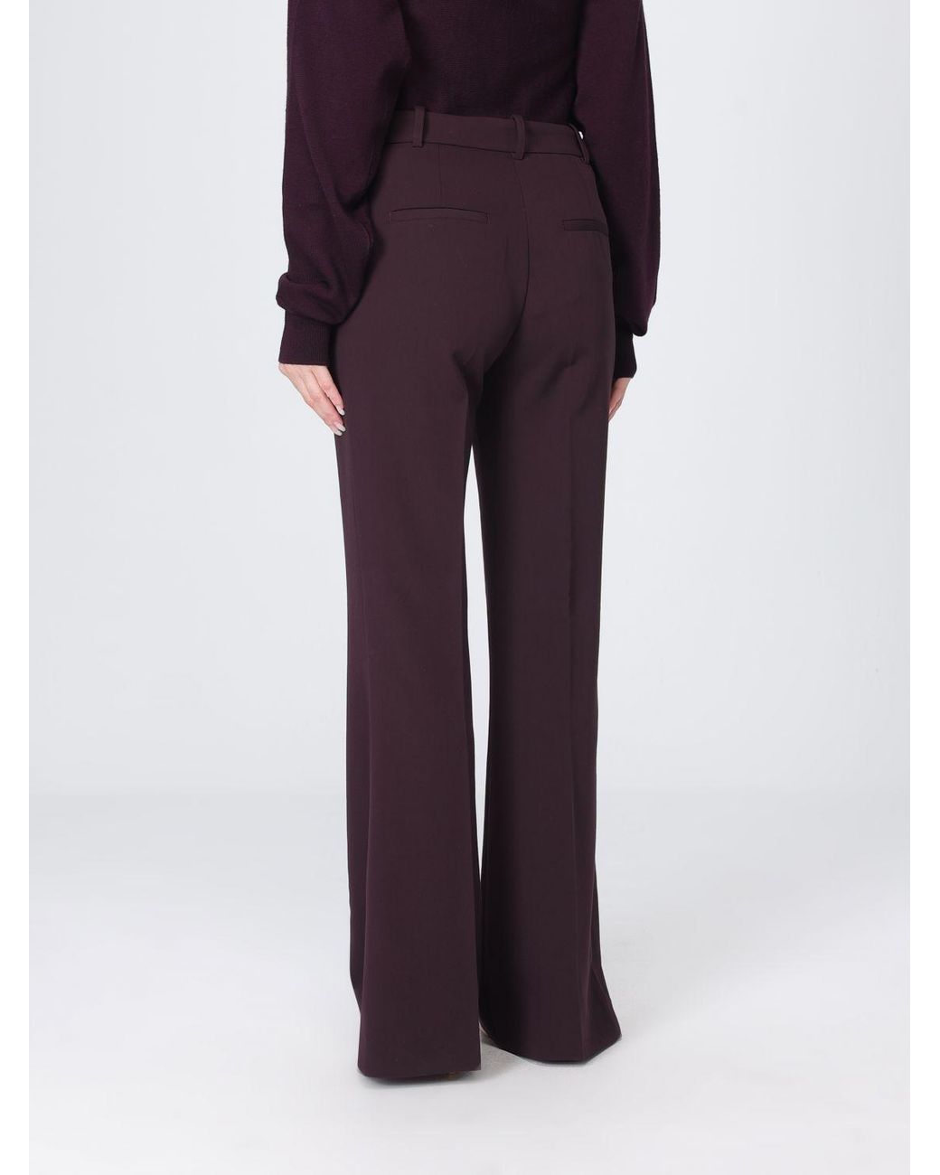 Pinko Purple Petalo Mid-Rise Straight-Leg Crêpe Trousers