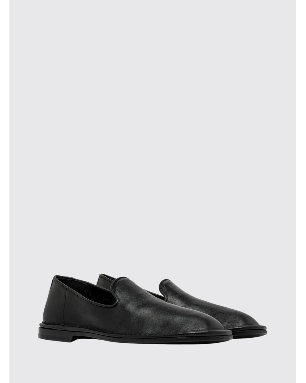 Buttero Black Smooth Leather Flat Loafers With Round Toe And Rubber Sole