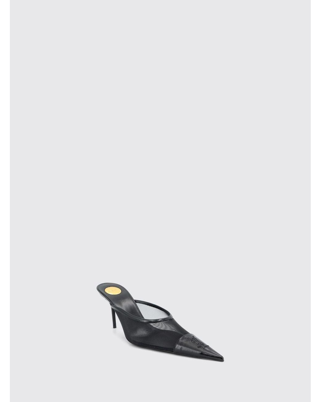 Saint Laurent White Renée Mesh And Leather Mules With Ysl Monogram