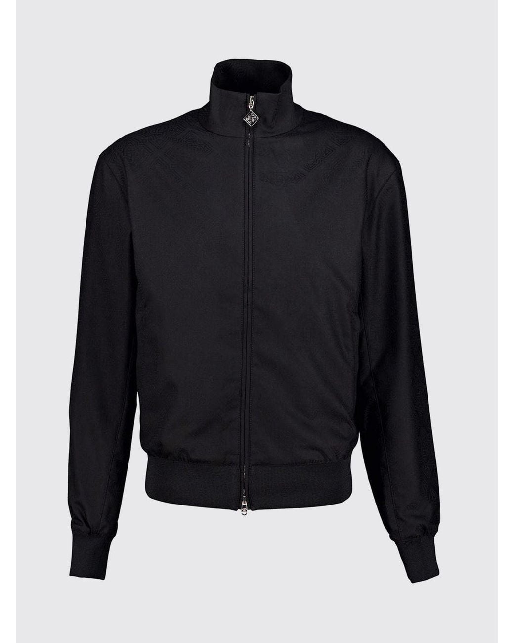 Casablanca Blue Wool Bomber Jacket With High Neck And Front Zip Fastening for men