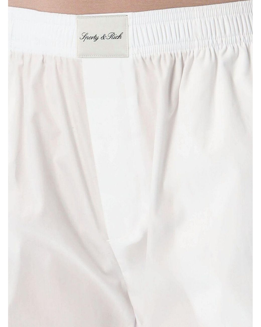 Sporty & Rich White Sporty &Amp Rich Pyjama-Style Cotton Trousers With Logo Elastic Waistband