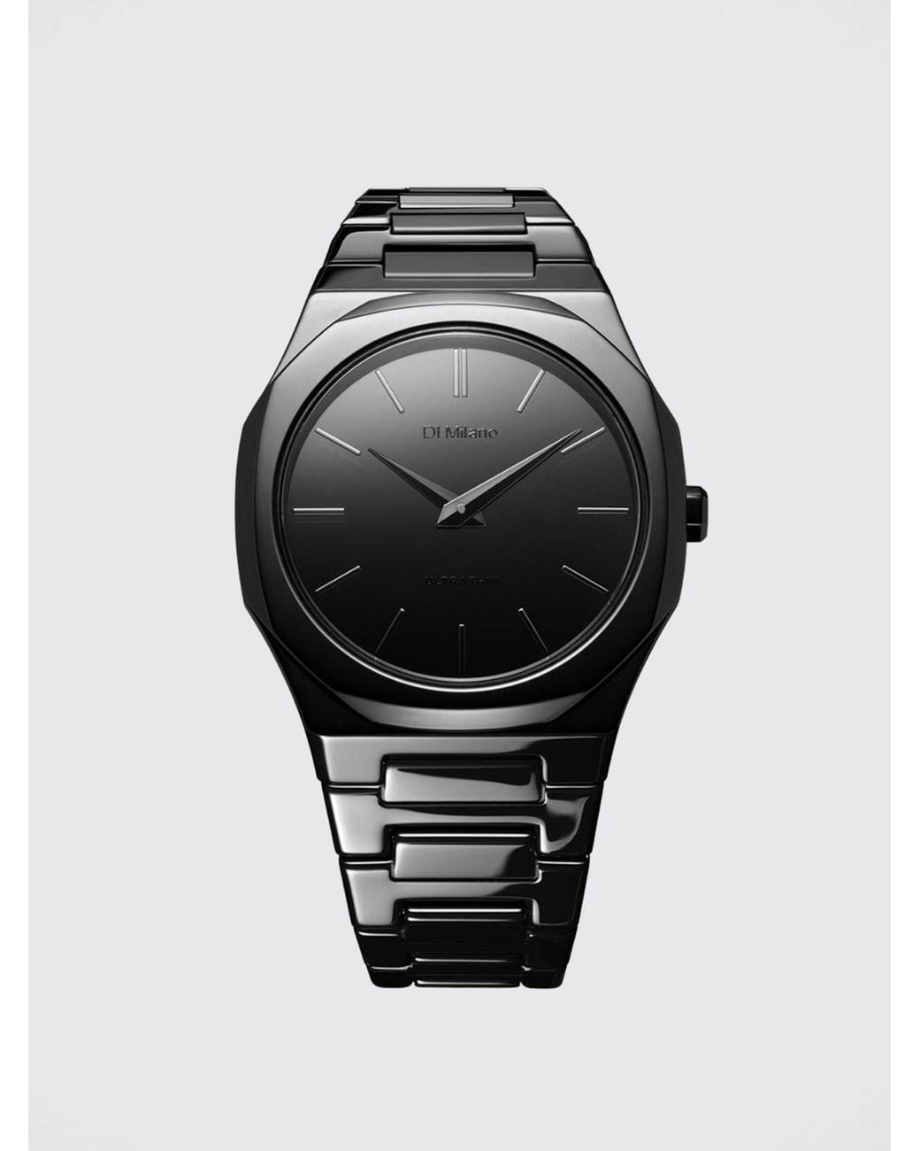 D1 Milano Black Mirror Stainless Steel Watch With Quartz Movement for men