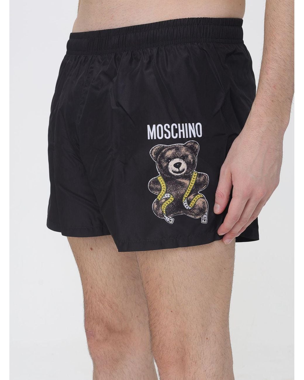 Moschino Couture Blue Polyester Swim Shorts With Teddy Bear Logo Print for men