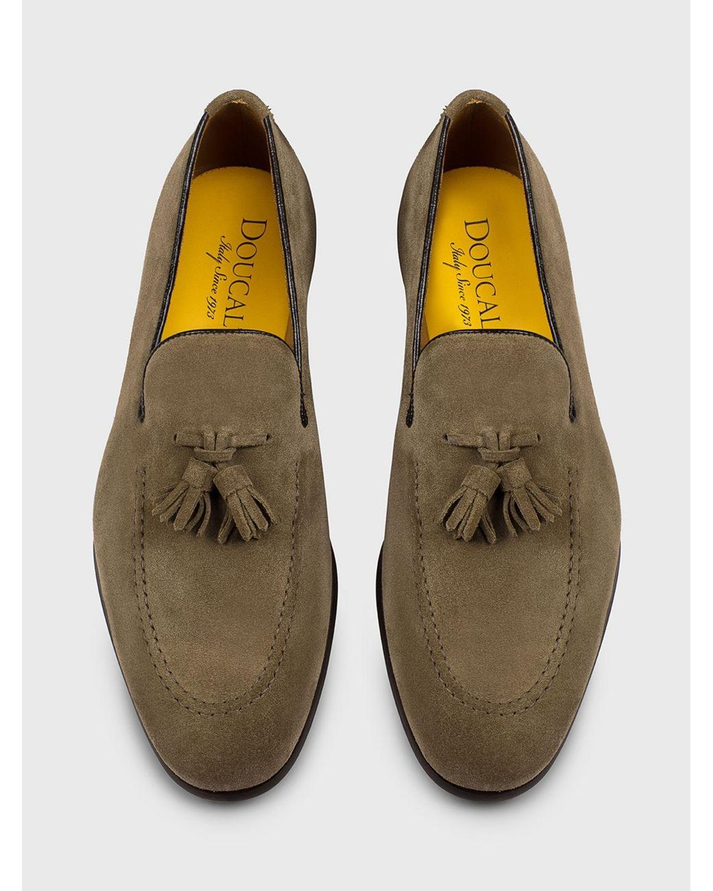 Doucal's Brown Suede Loafers With Tassels for men