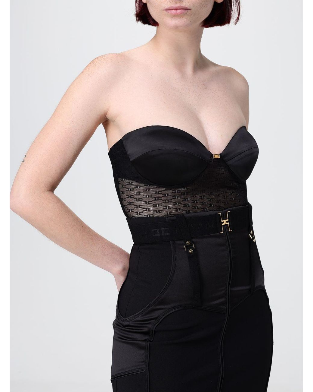 Elisabetta Franchi Black Jersey Bustier Top