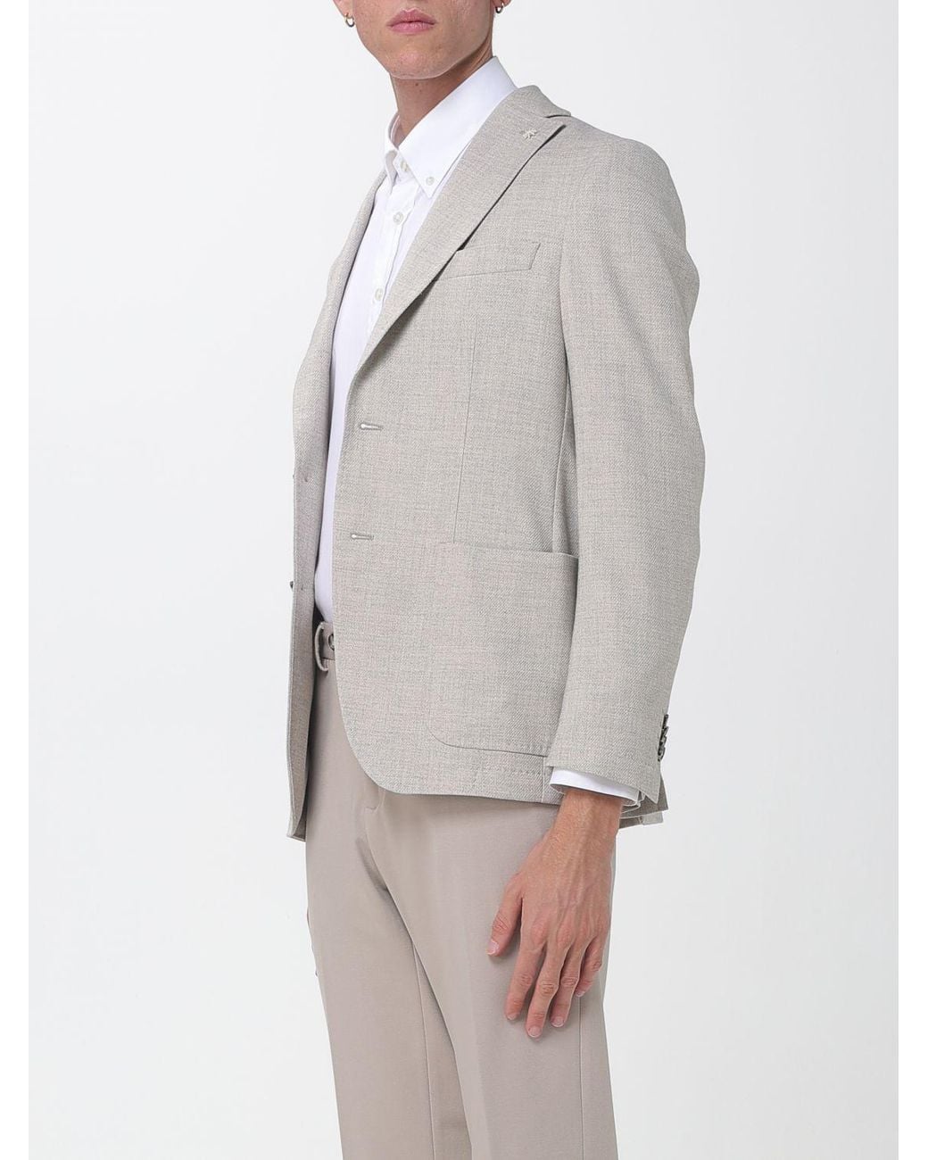 Manuel Ritz Gray Slim Fit Single-Breasted Viscose Blend Blazer With Peak Lapels for men