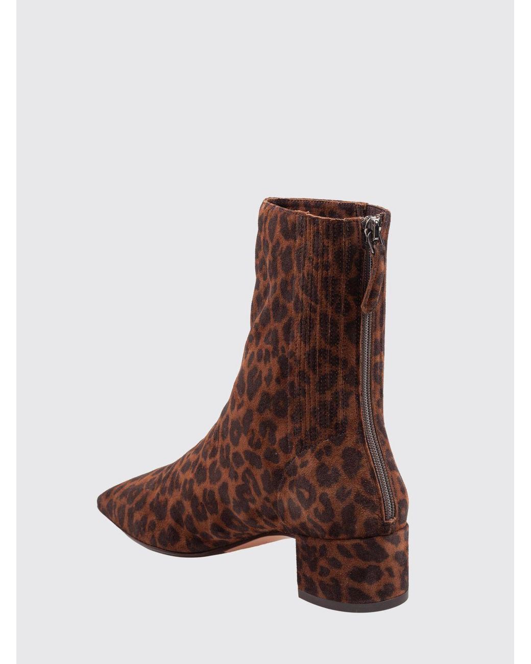 Aquazzura Brown Saint Honorè Animal Print Suede Ankle Boots