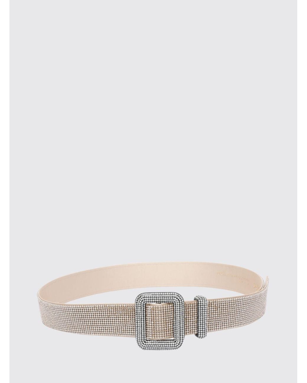 Benedetta Bruzziches Metallic Satin Belt With Crystal Jewelled Buckle