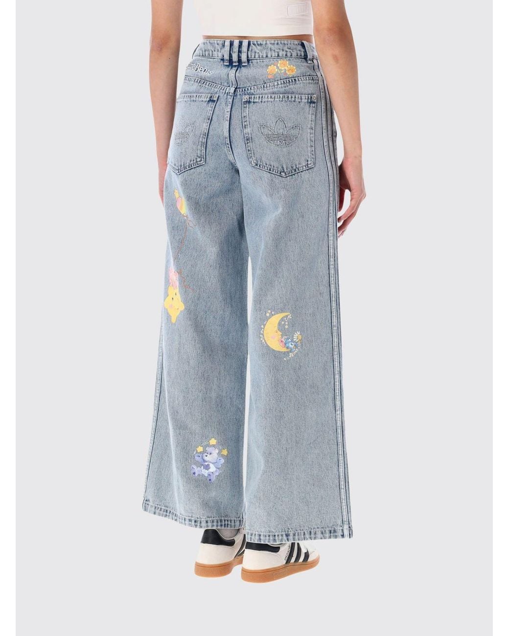 Adidas Originals Blue High-Waisted Wide-Leg Jeans