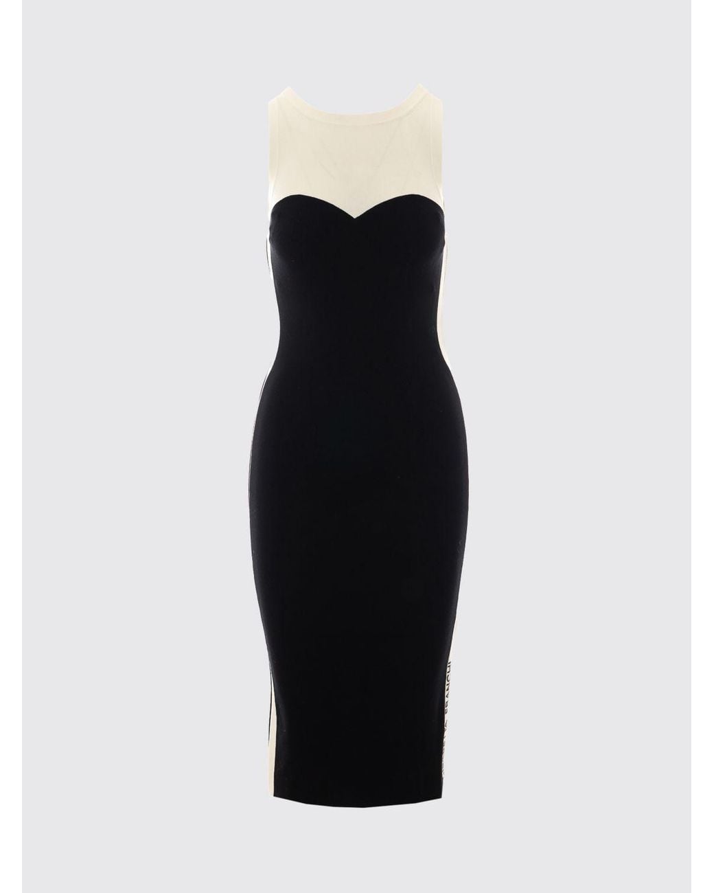 Elisabetta Franchi Blue Bicolour Print Off-The-Shoulder Sheath Midi Dress