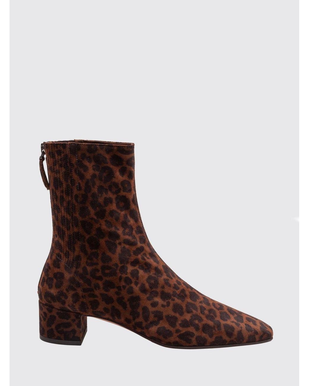 Aquazzura Brown Saint Honorè Animal Print Suede Ankle Boots