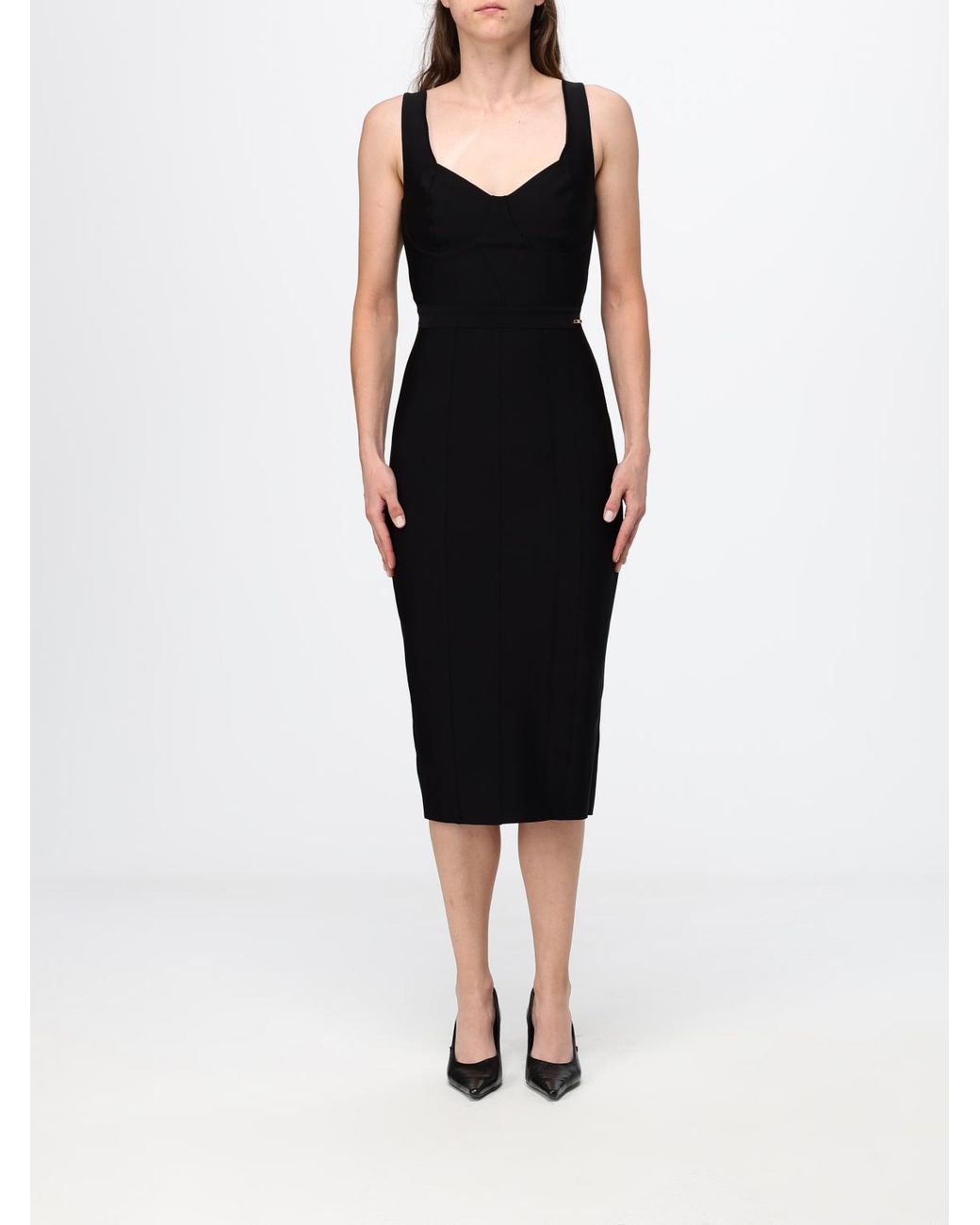 Elisabetta Franchi Black Midi Sheath Dress